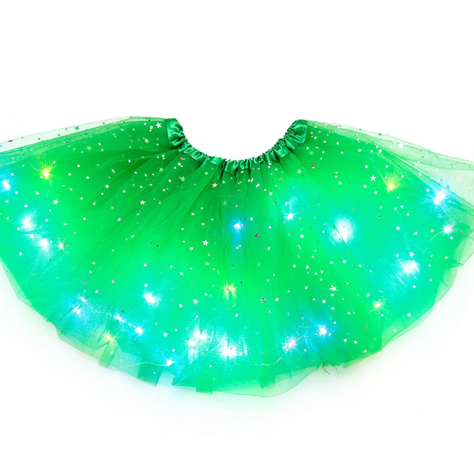 New Girls LED Tutu Skirt Blue Dress Green Dress White Tulle Ballet Tutu Training Cup Elastic Ballet Skirt