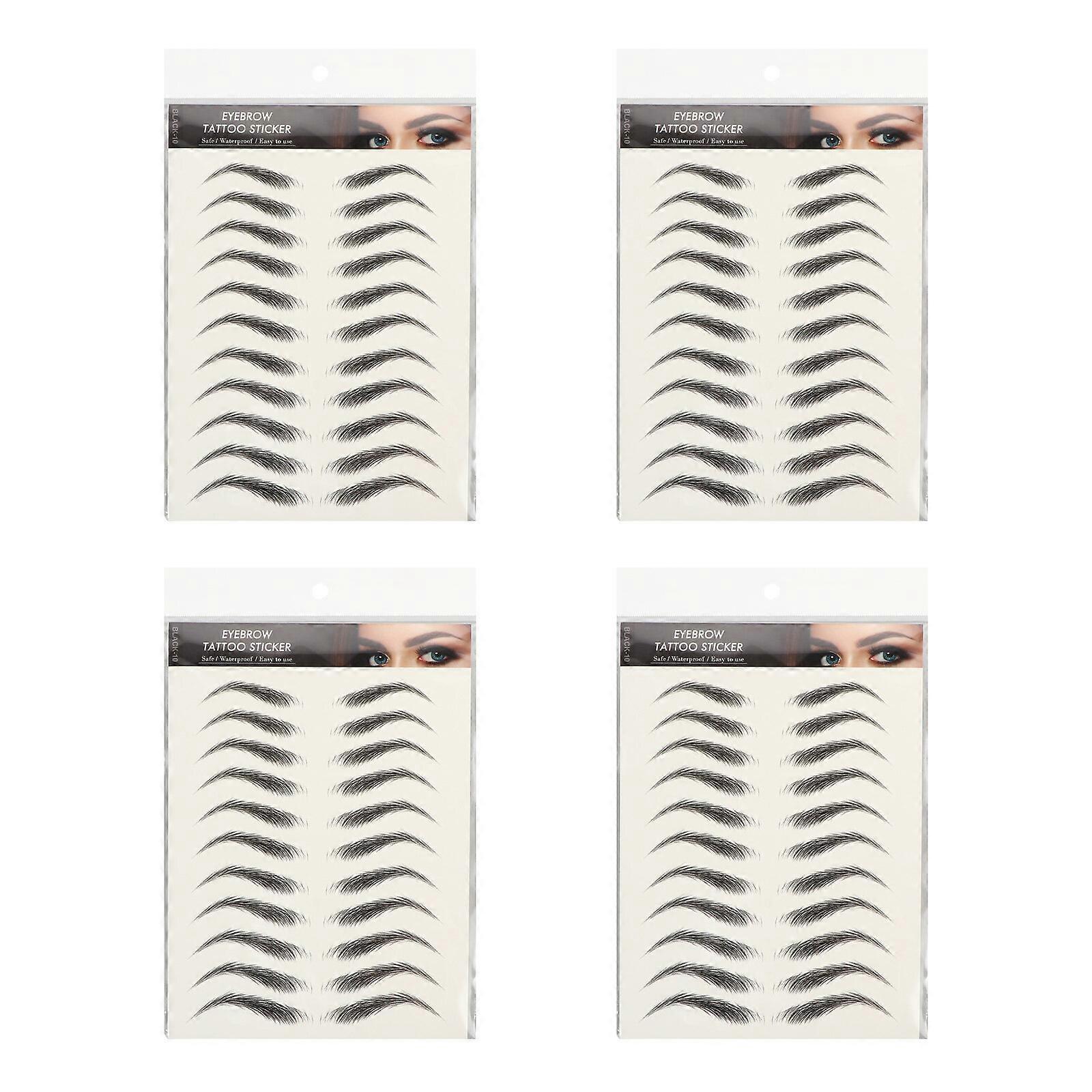 4 Feuilles Sourcils Autocollant Faux Sourcils Tatouages Sourcils Temporaires Tatouages