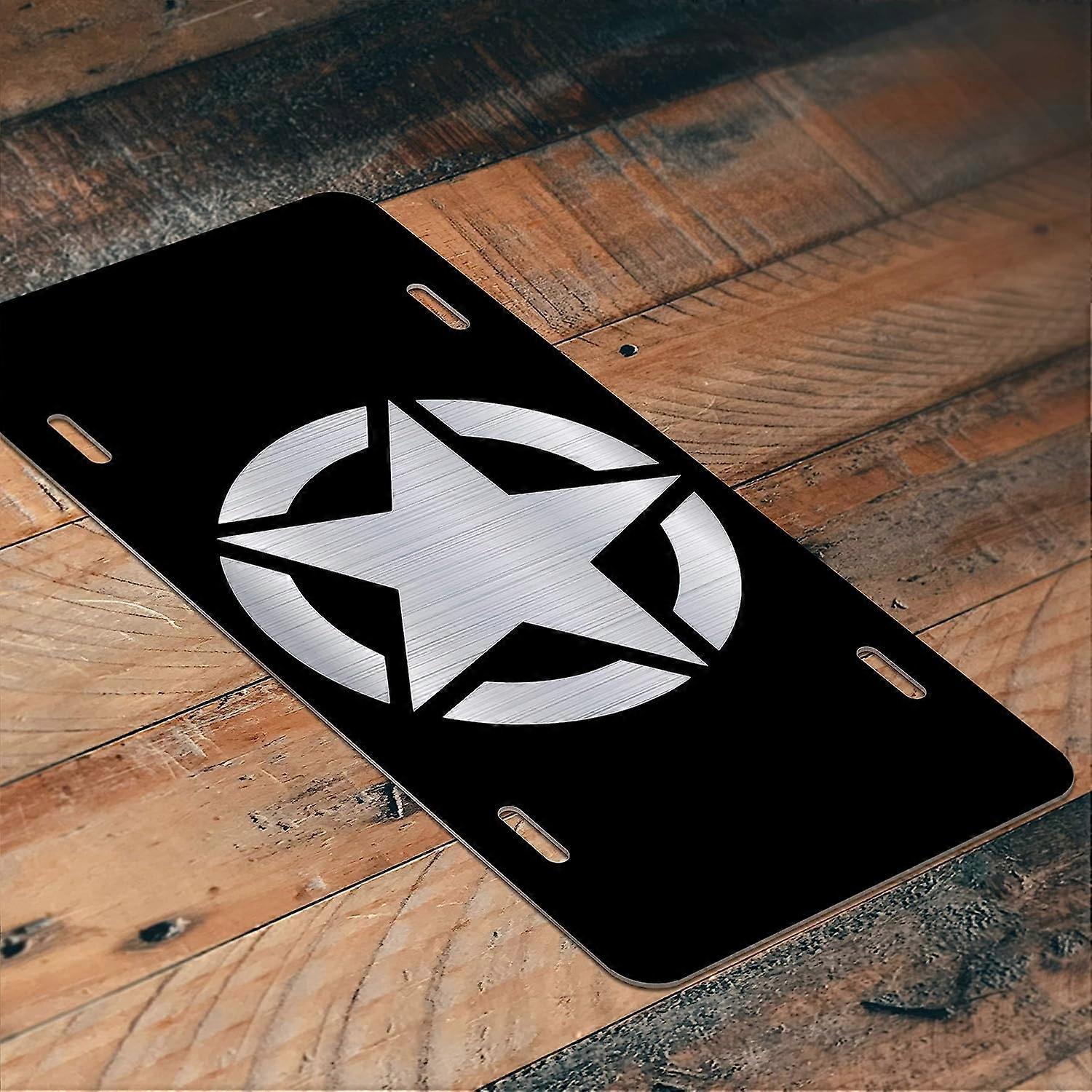 Placa de Licença de Vaidade Militar Star WWII | Alumínio Gravado | 6 polegadas por 12 polegadas | Carro Caminhão RV Trailer Wall Shop Man Cave | VLP193