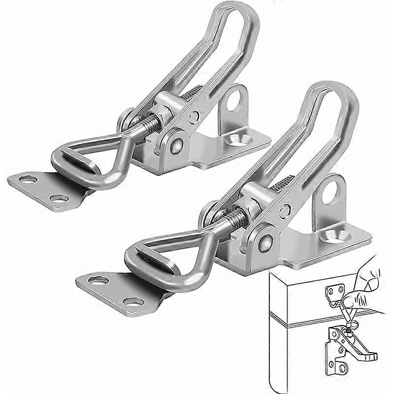 Stainless Steel Toggle Latch, 2 Pieces Metal Toggle Latch, Lever Closing, No Rust, Strong Fixing, Toggle Latch Clamp, for Fixing and Clamping Cabinet 