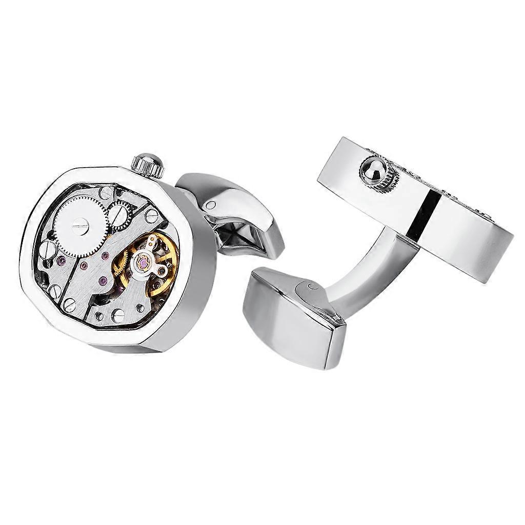 Cufflinks Steampunk Watch Movement Shape Cufflinks for Men Mens Shirt Vintage Gears Watch Cuff Links