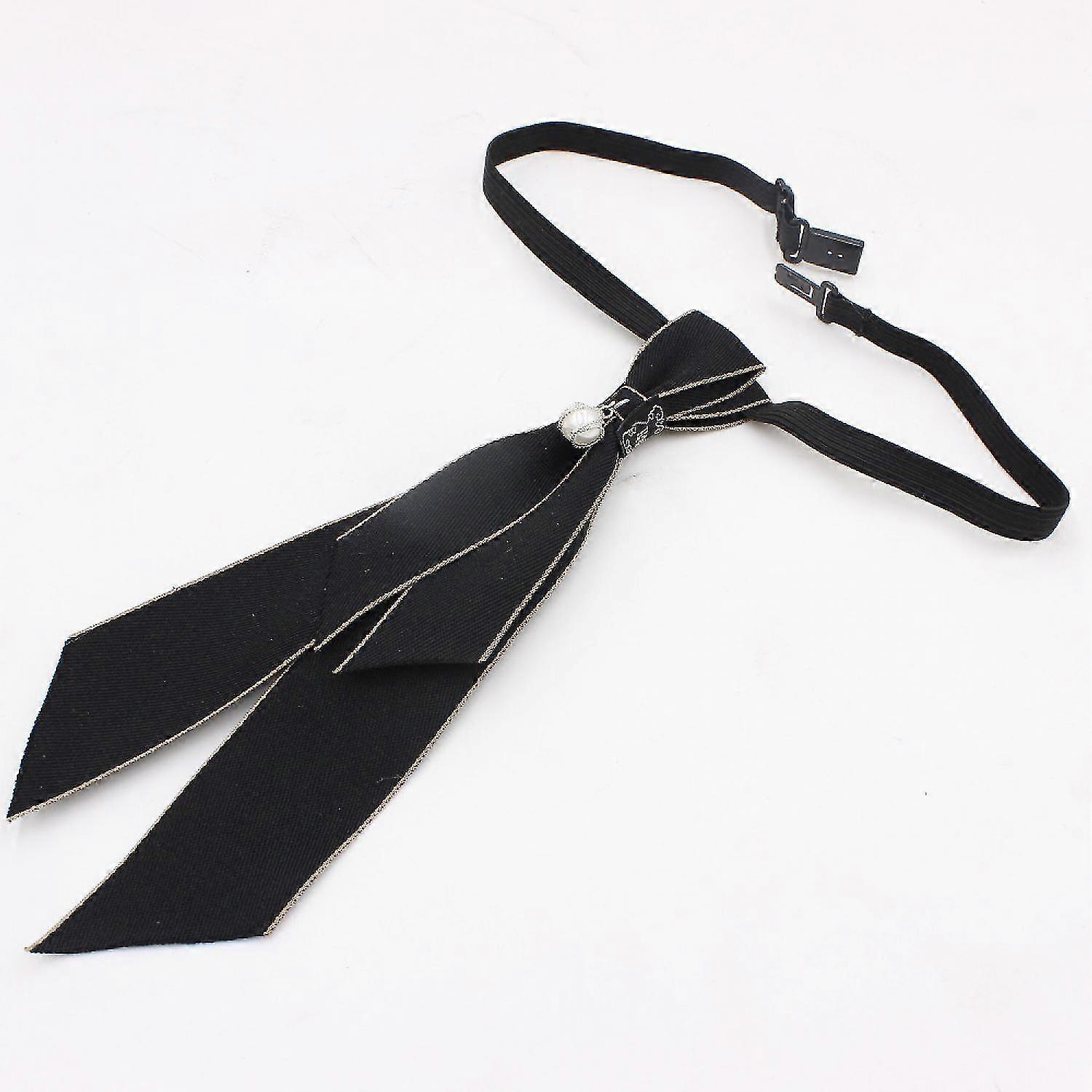 Girls' Adjustable Check Tie, Black