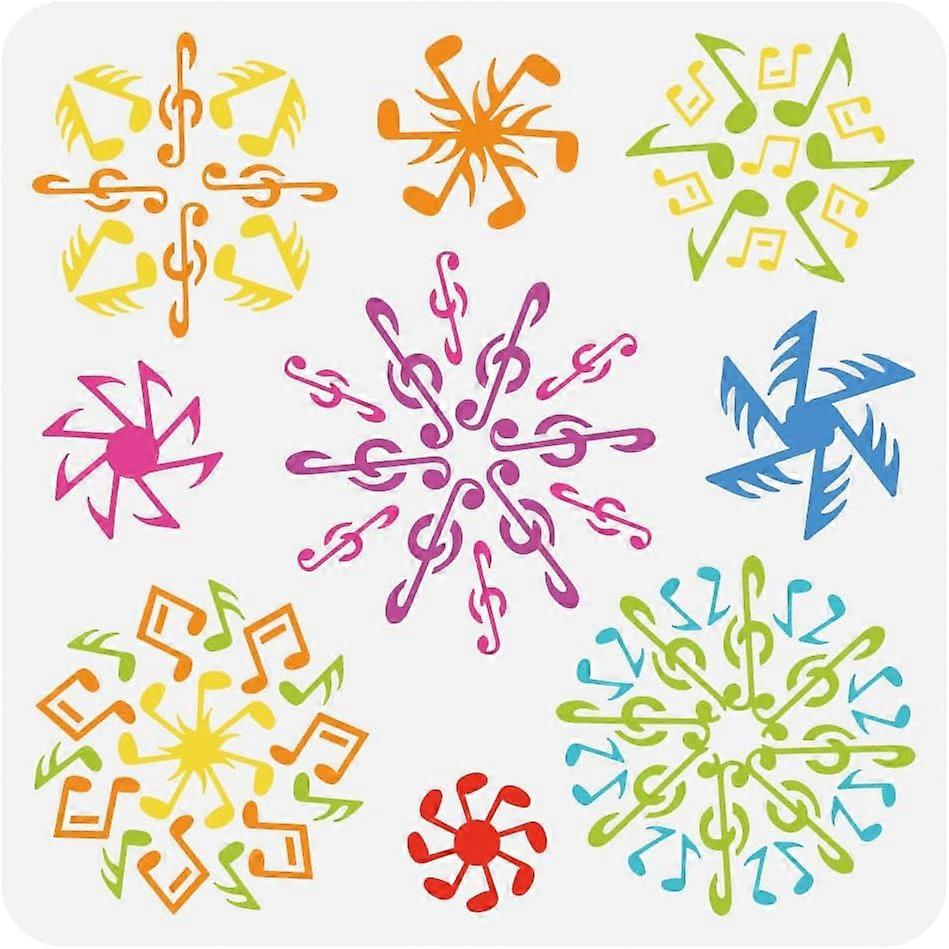 Musical Note Painting Stencil 11.8x11.8 inch Reusable Music Note Circle Stencil Various Shapes Music Notes Pattern Craft Stencil for Painting on Wall 