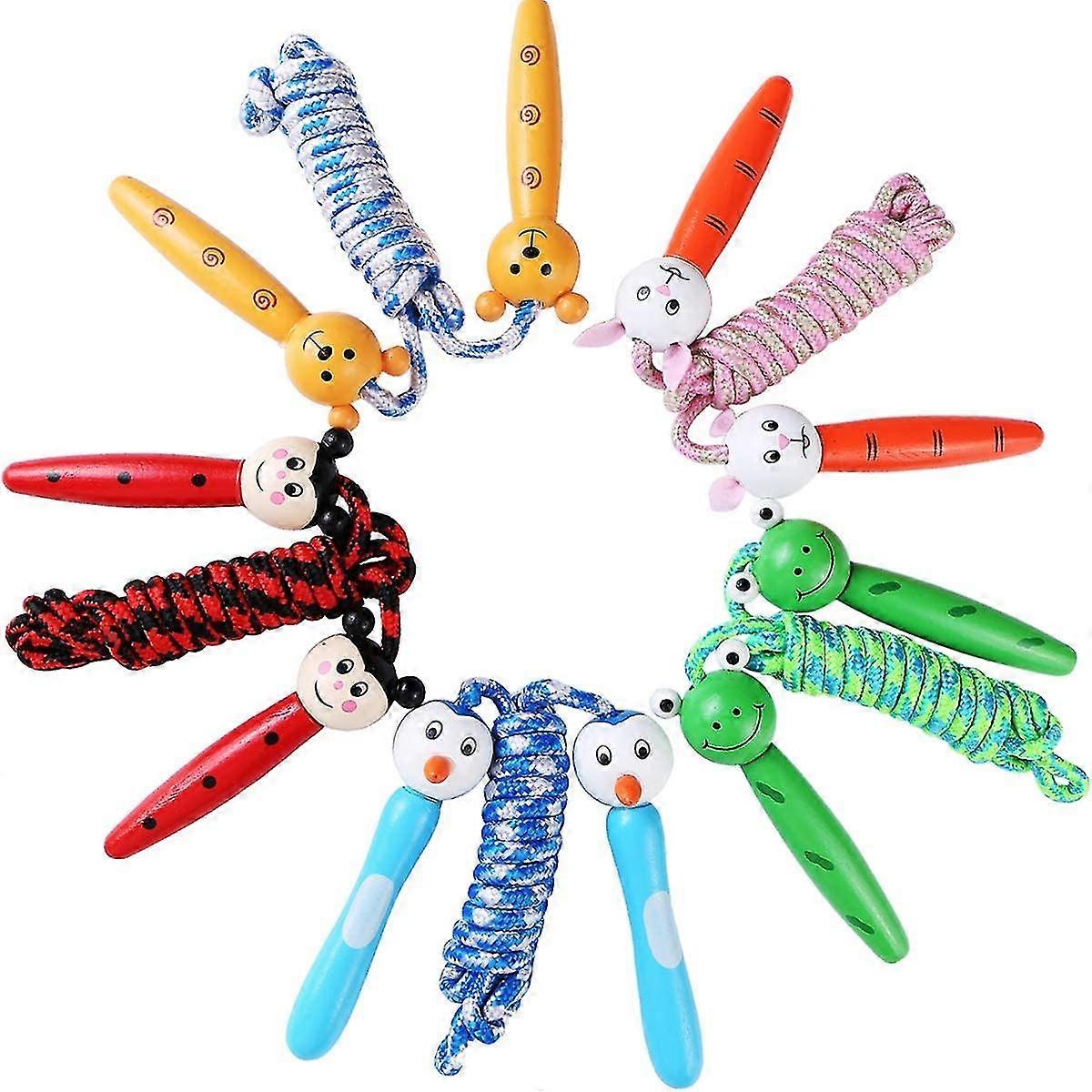 Barn Hopprep För Flickor Pojkar, Hoppa Hopprep För Barn Ungdom Nybörjare, Jumpropes Bulk Set Leksaker, Trähandtag, Bomullsrep, Söta djur Hoppa