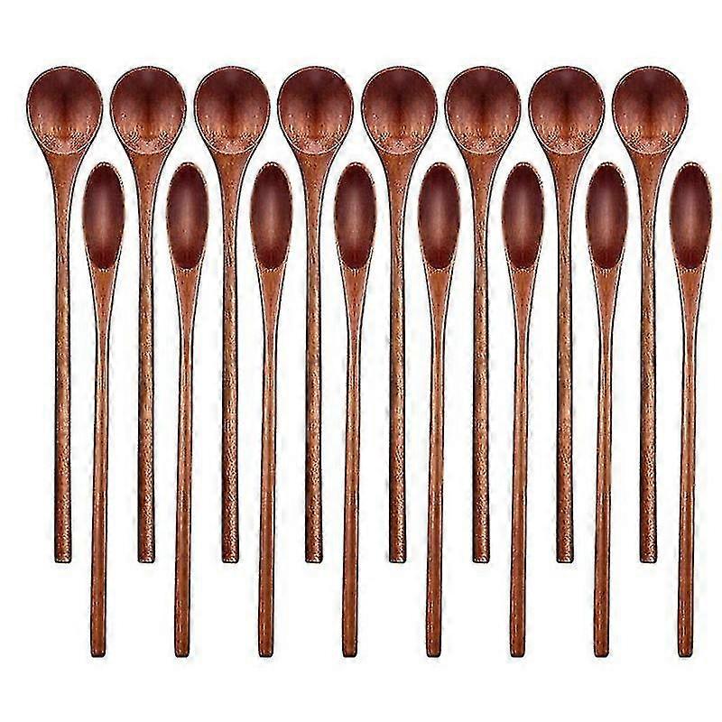 16 Pcs Wooden Coffee Spoon Long Handle Spoon Compatible With Kitchen Mixing