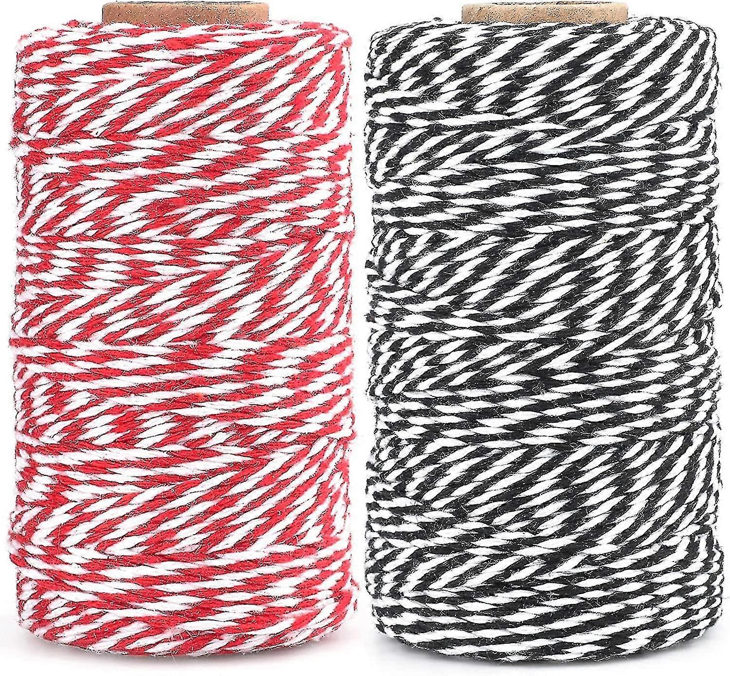 200m Red And Black String Twine, Craft Cotton Thread Durable Twine Perfect For Bakingblack+red(t-0-g)