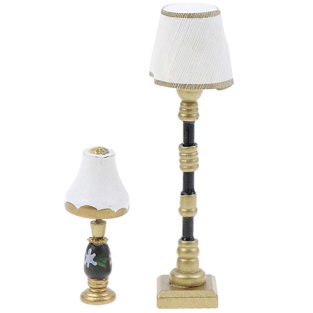 1 Set of Mini House Table Lamp Model Decorative Table Light Model Miniature Floor Lamp