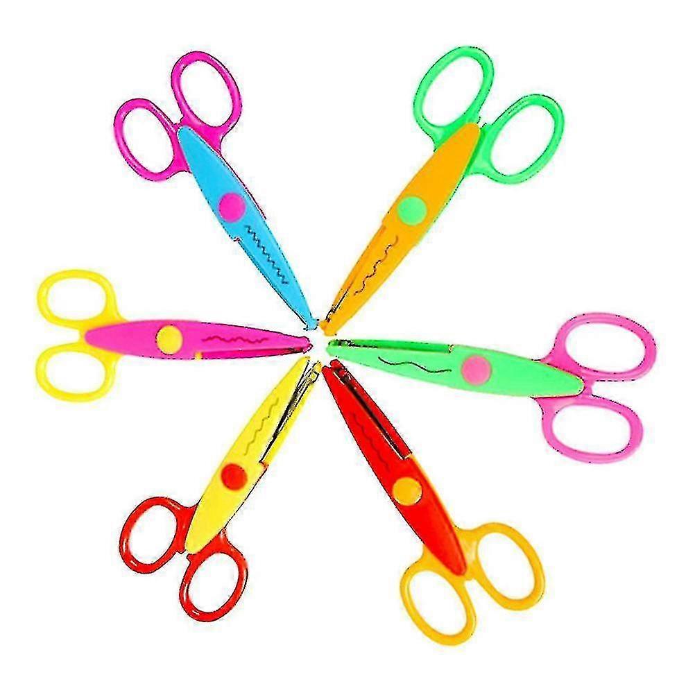 6pcs Plastic Safe Paper Edging Scissors For Kids