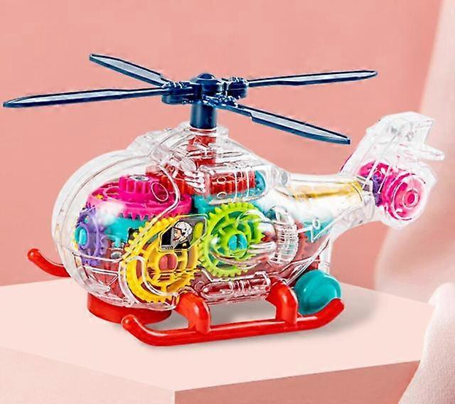 Mini Light Gear Helicopter Sound Transparent 360 Degrees Rotate Model Electric Universal Airplane Simulation Toys for children