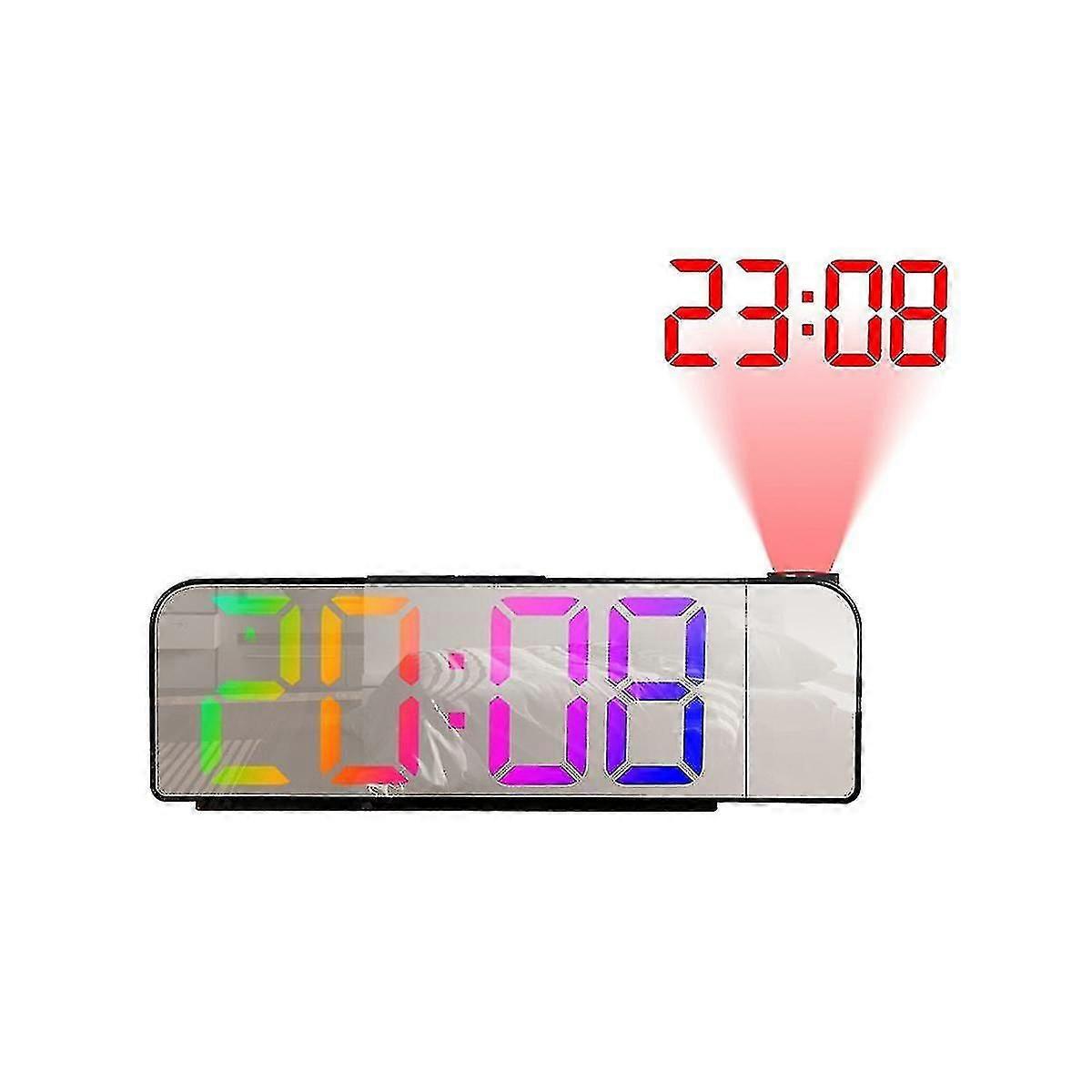 180 Rotating Projection Alarm Clock 12/24h Led Digital Clock Usb Rechargeable Ceiling Projector Alarm Clock Cl