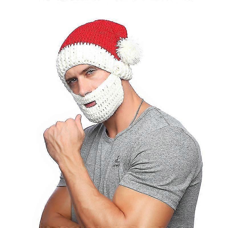 Weihnachtswinter gehäkelte Weihnachtsmannmütze mit Bart