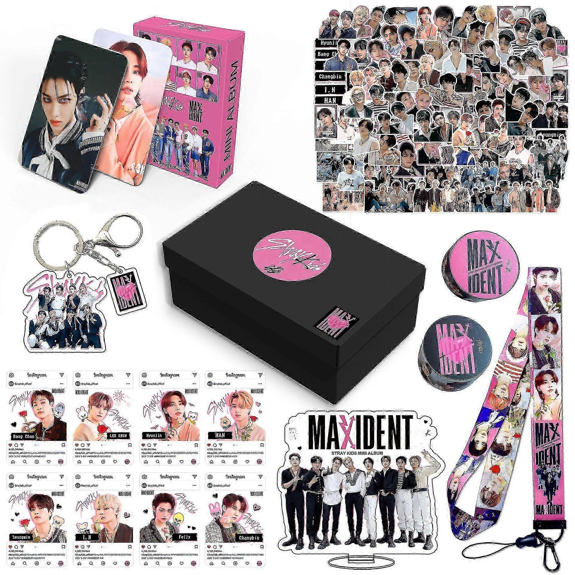 Stray Kids New Album Maxident Gift Box Set Kpop Merchandise Photocards Lanyard Keychain Gifts For Skz Fans