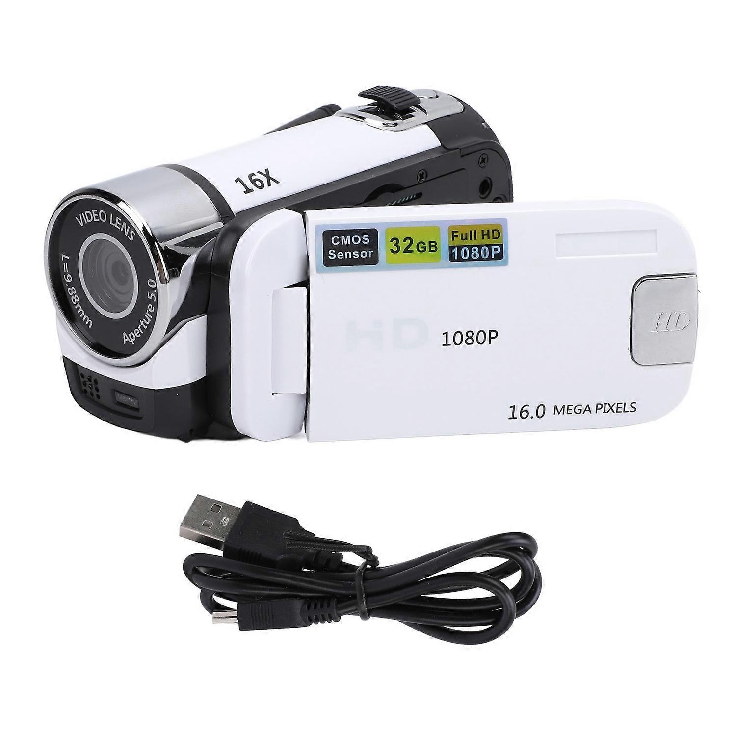 Video Camera with 2.4 Inch Color Screen Fill Light 16MP 1080P 16X Digital Zoom Anti Shake Loop Video