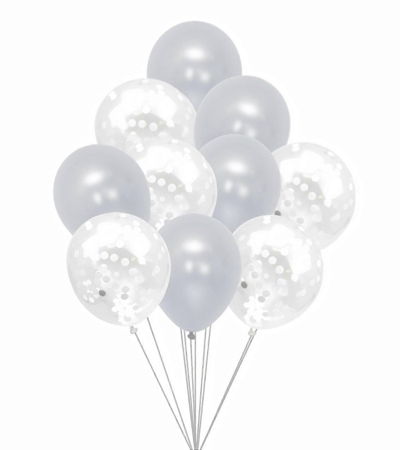 Luftballon Set weiß/Konfetti (10 Stück / 30 cm)