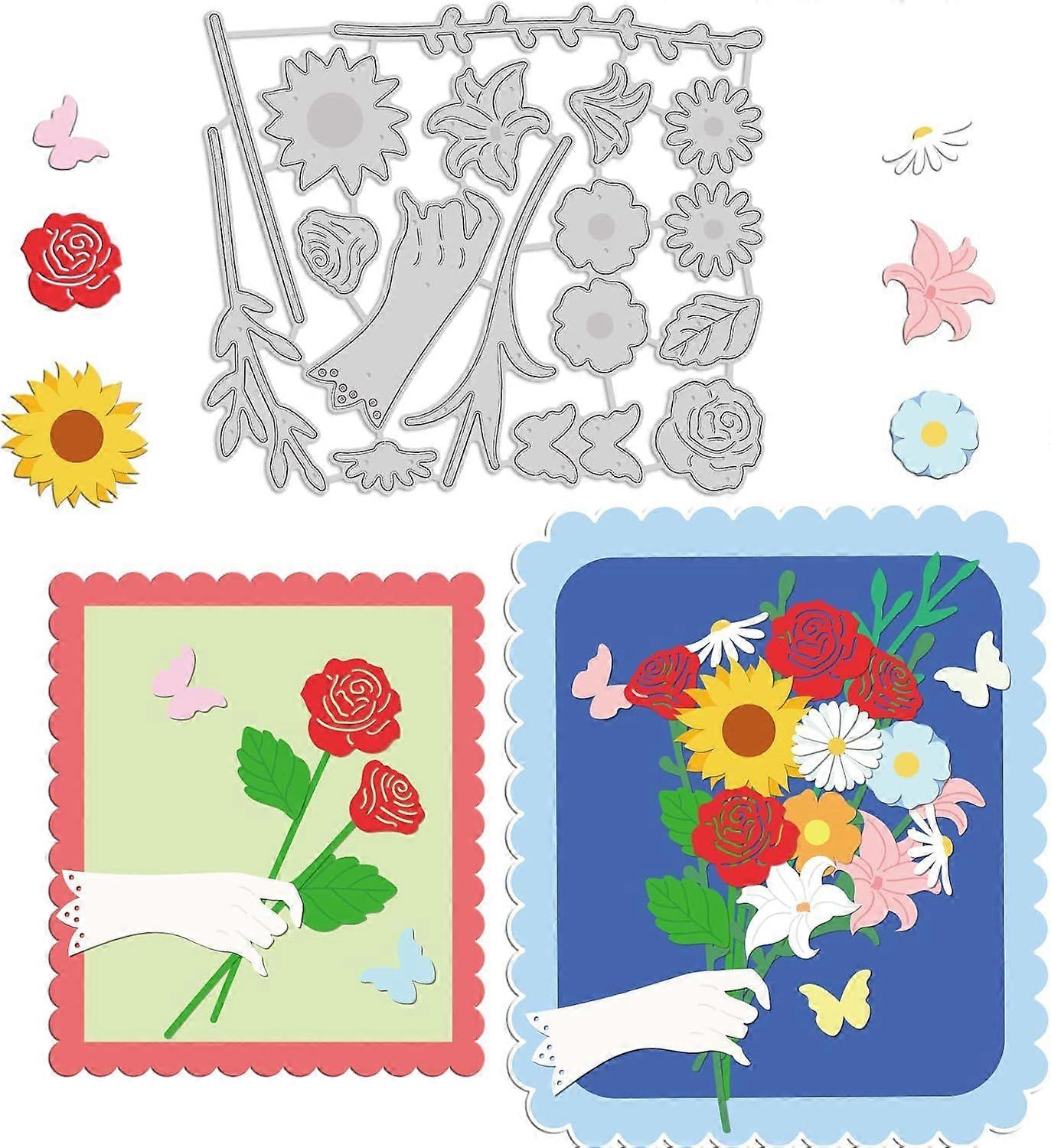 Handheld Flower Embossing Template Butterfly and Rose Carbon Steel Die Cuts Lily Embossing for Scrapbooking Card DIY Craft