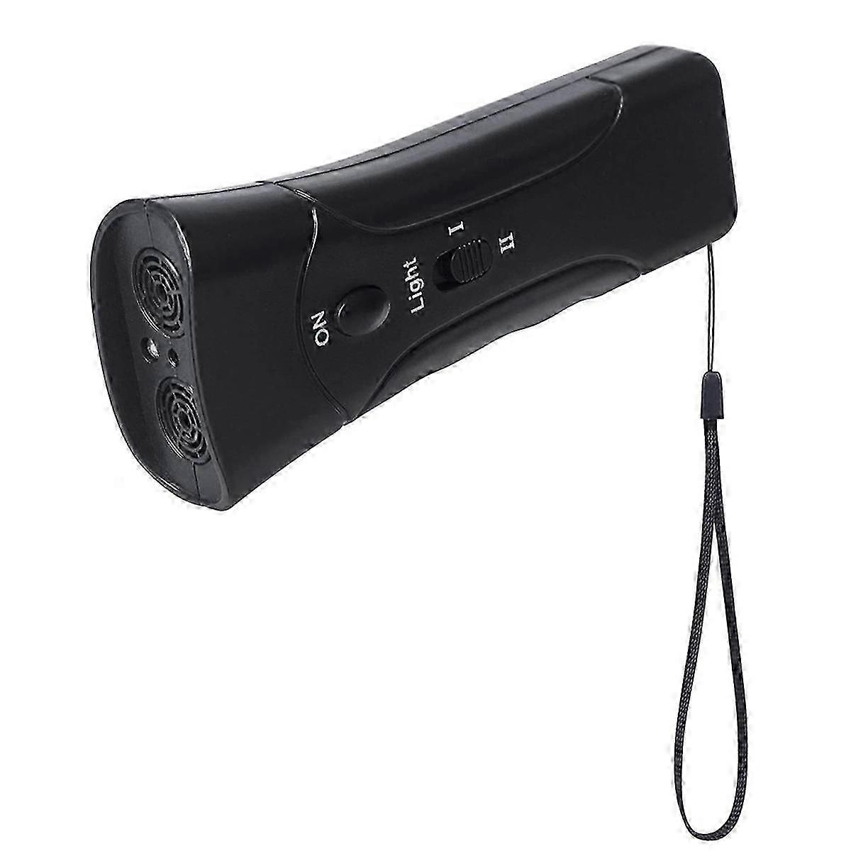 超音波式吠え防止器 ポータブル吠え防止器 手持ち式犬よけ LEDライト付き 電池式