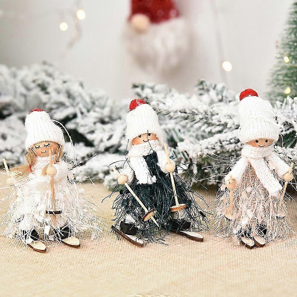 Christmas Decoration Boy And Girl Skiing Doll Pendant Tree Hanging