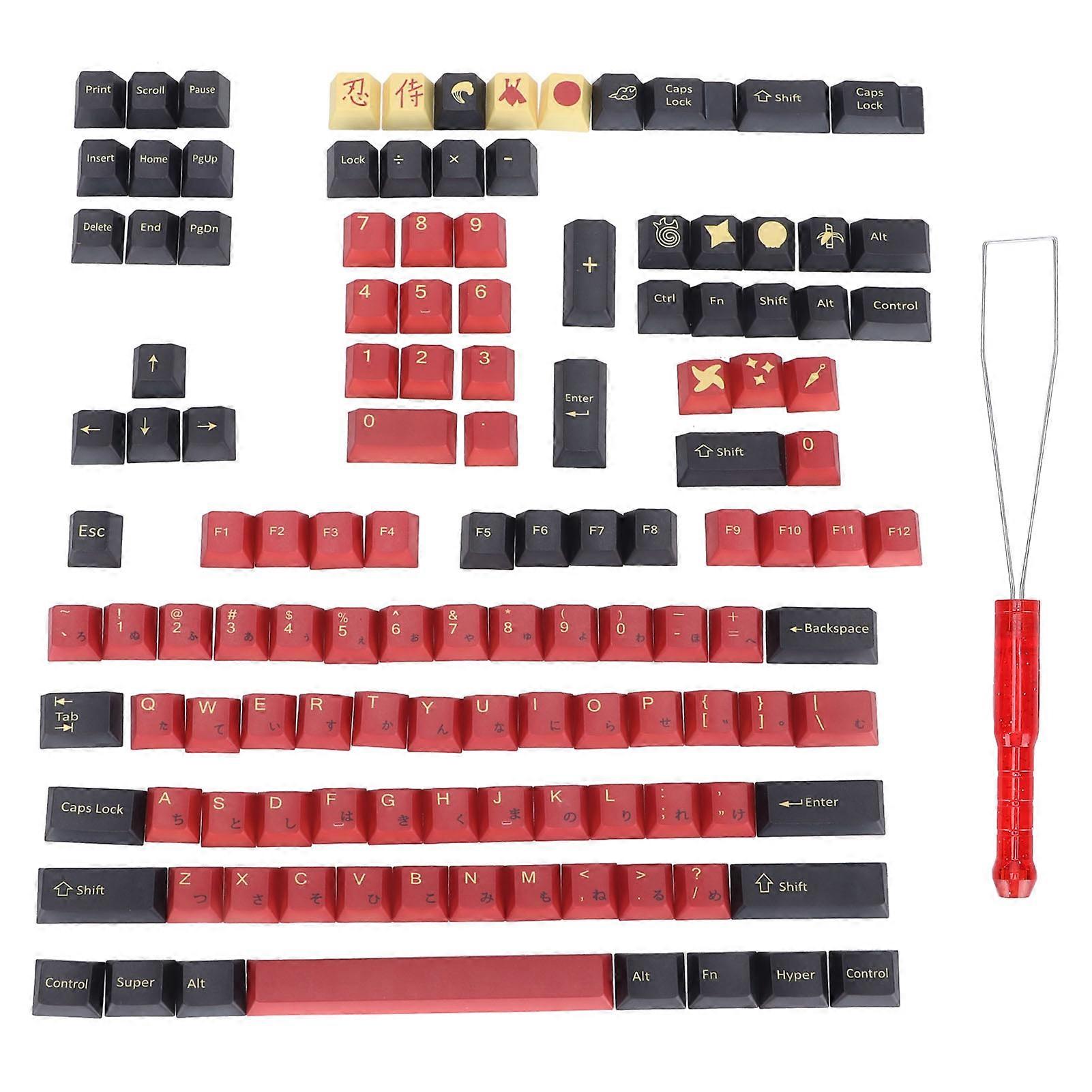 PBT Keycaps 128 Key Japanese Style With Animation Elements for Universal PC Gaming Keyboard