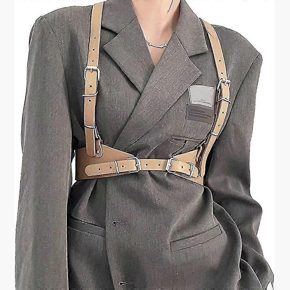 גוף נשים רתמת עור Pu, חגורת פאנק סקיני גוף מתלה מתכוונן לשמלות, מחוך גוף אביזרים