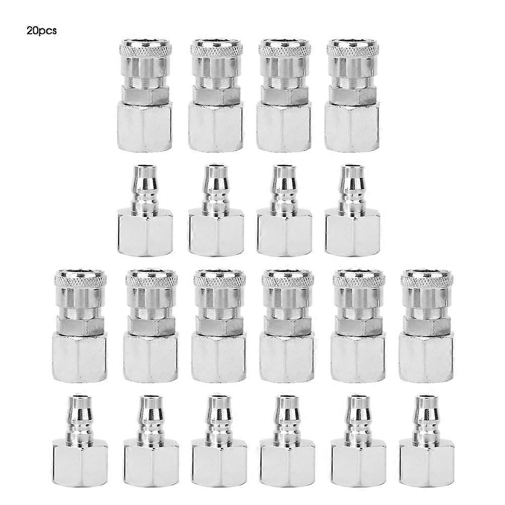 20 Pcs Zinc Plated Iron Outer Thread Quick Coupler Set Quick Air Socket Plug(SF40+PF40)