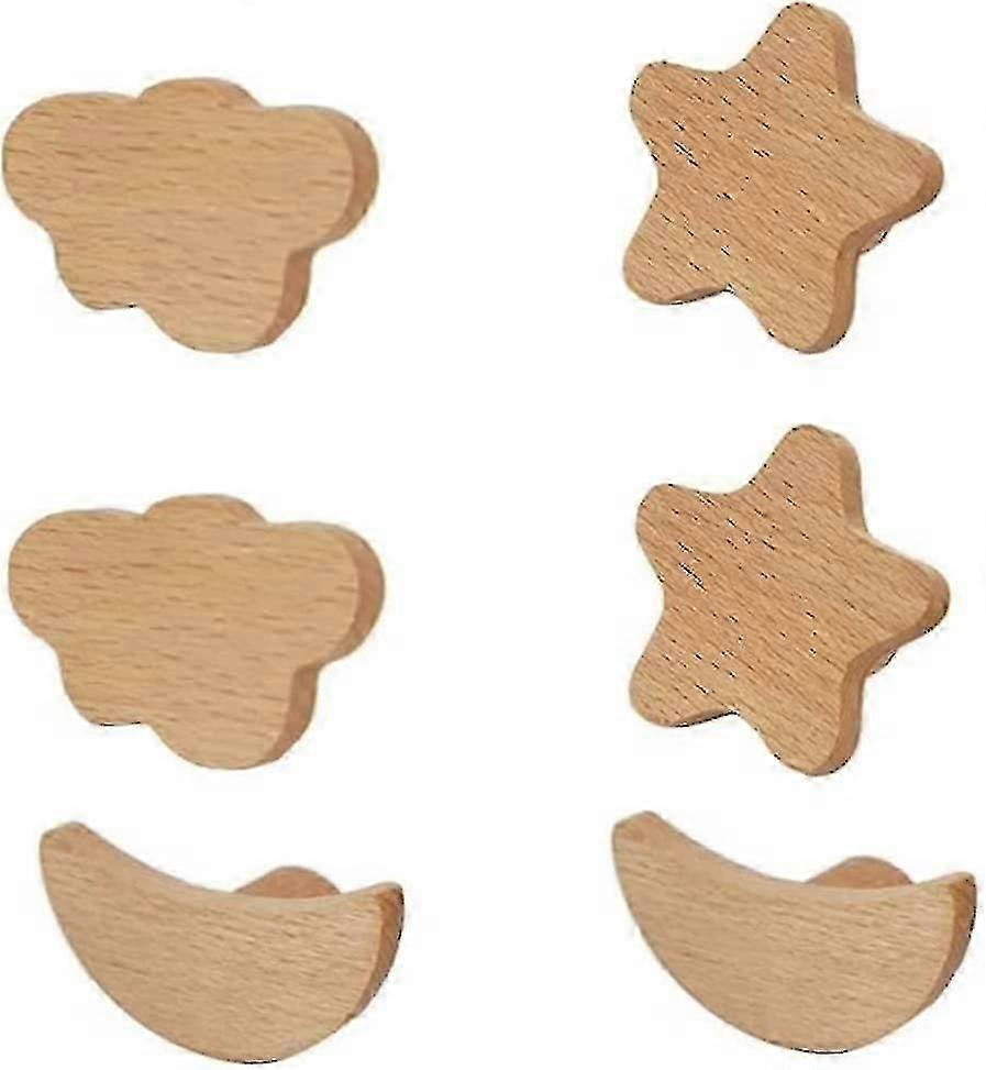 Kids Door Knobs Star Moon Clouds Shape Cupboard Knobs Creative Wardrobe Handle Home Decoration 6 Pcs Door Handles