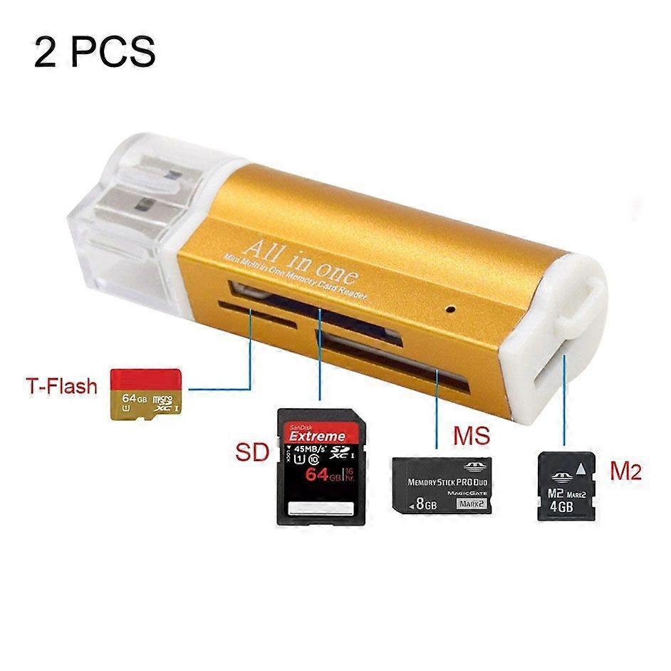 2 PCS USB 2.0 Micro SD SDHC TF M2 MMC MS PRO DUO Memory Card Reader