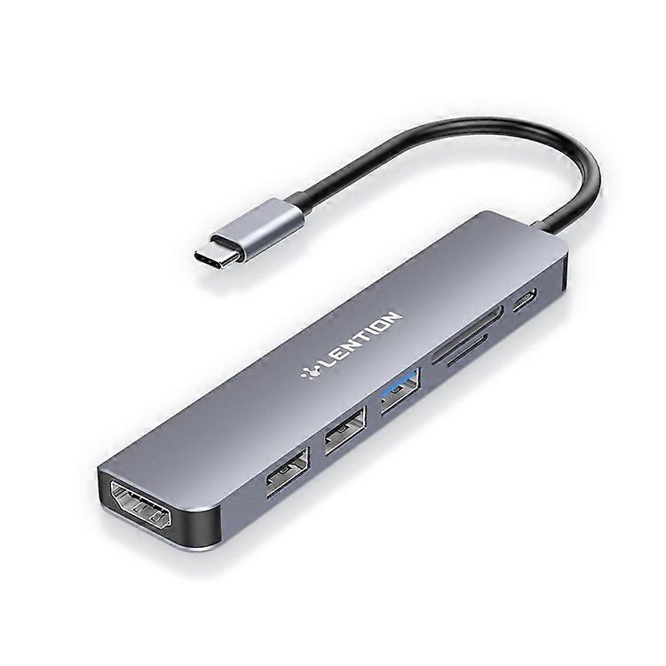 LENTION CE18HCR Cloud Ala Series Portable USB Hub Adapter Type-C Docking Station with USB+HD 4K / 30Hz+SD / TF+PD 100W