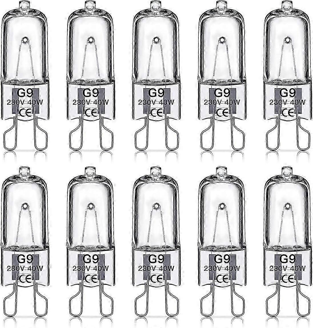 G9ハロゲン電球、G9 40Wハロゲン電球クリアカプセル電球調光可能40W 230Vオーブン電子レンジ炊飯器シーリングライト用ウォームホワイトランプ電球、10 Pa