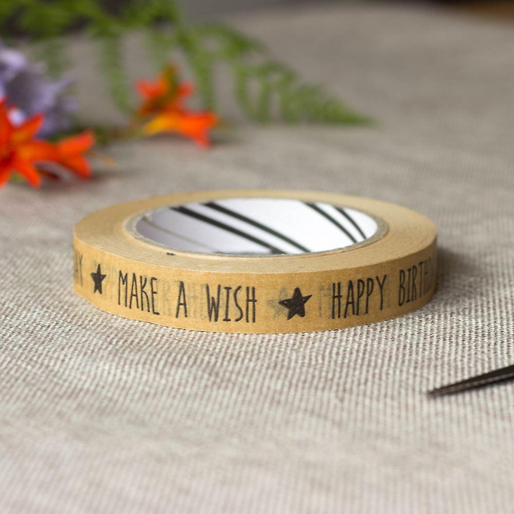 Birthday Kraft Paper Wrapping Tape | Gift Wrap Brown Paper Eco-Friendly 50m Roll