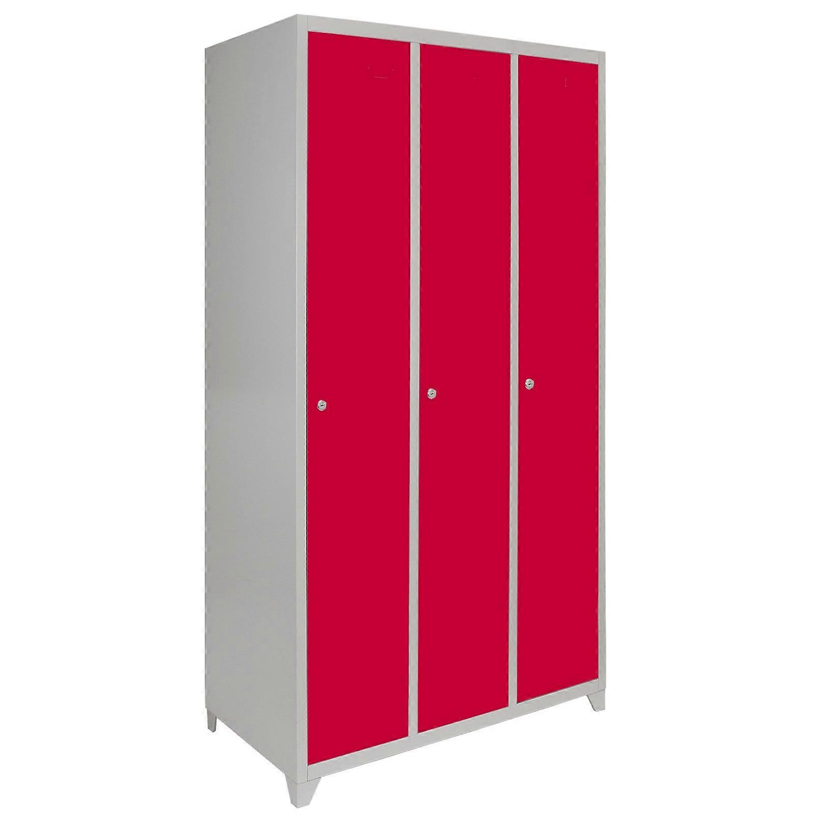 Metal rangements - trois portes large, rouge