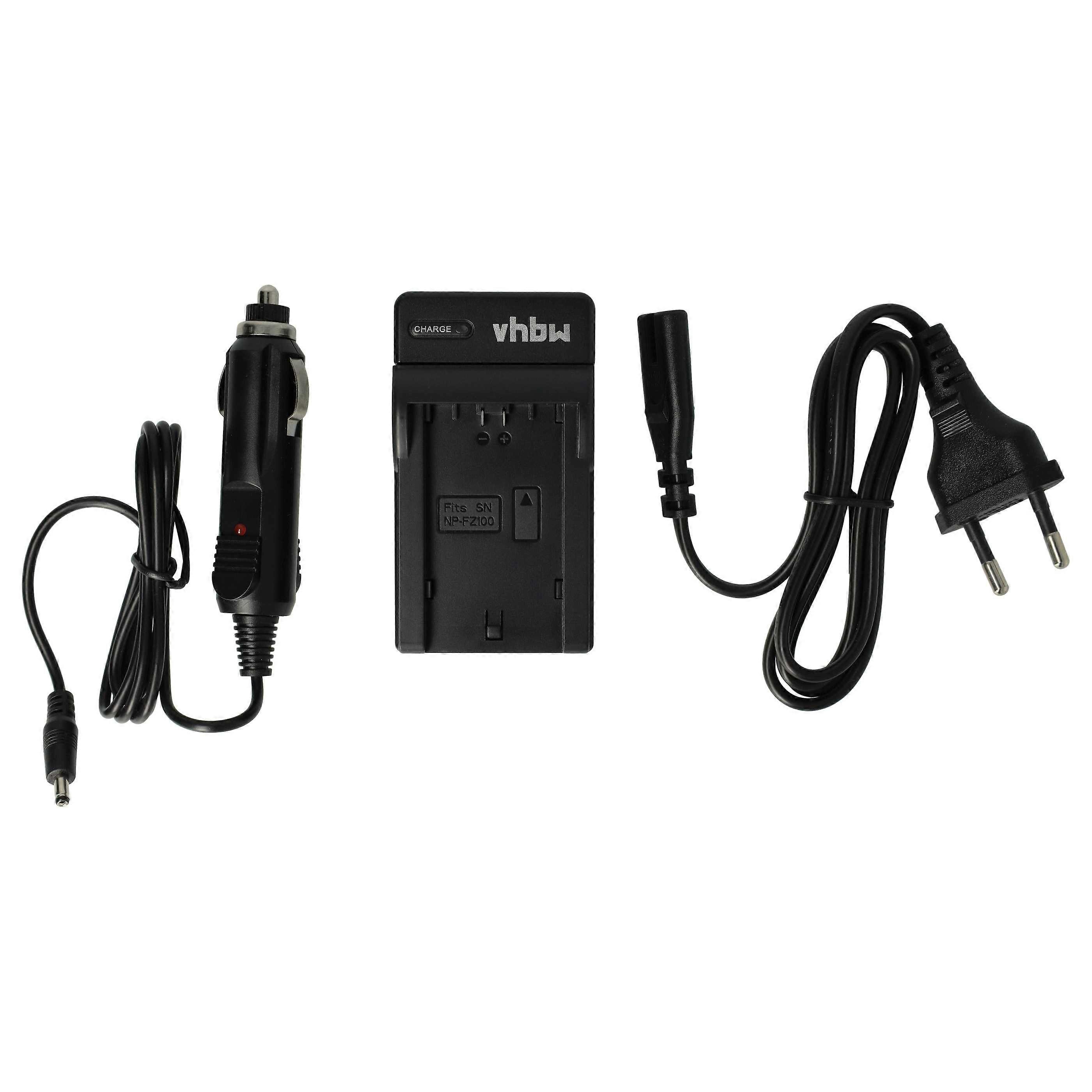 vhbw-lader compatibel met Sony Alpha A6600, A7S III, 9 II, A6700, A9, 9, A7C R, A7R III, 8S III camera/batterij - oplaadstation, autoadapter, oplaadindicator