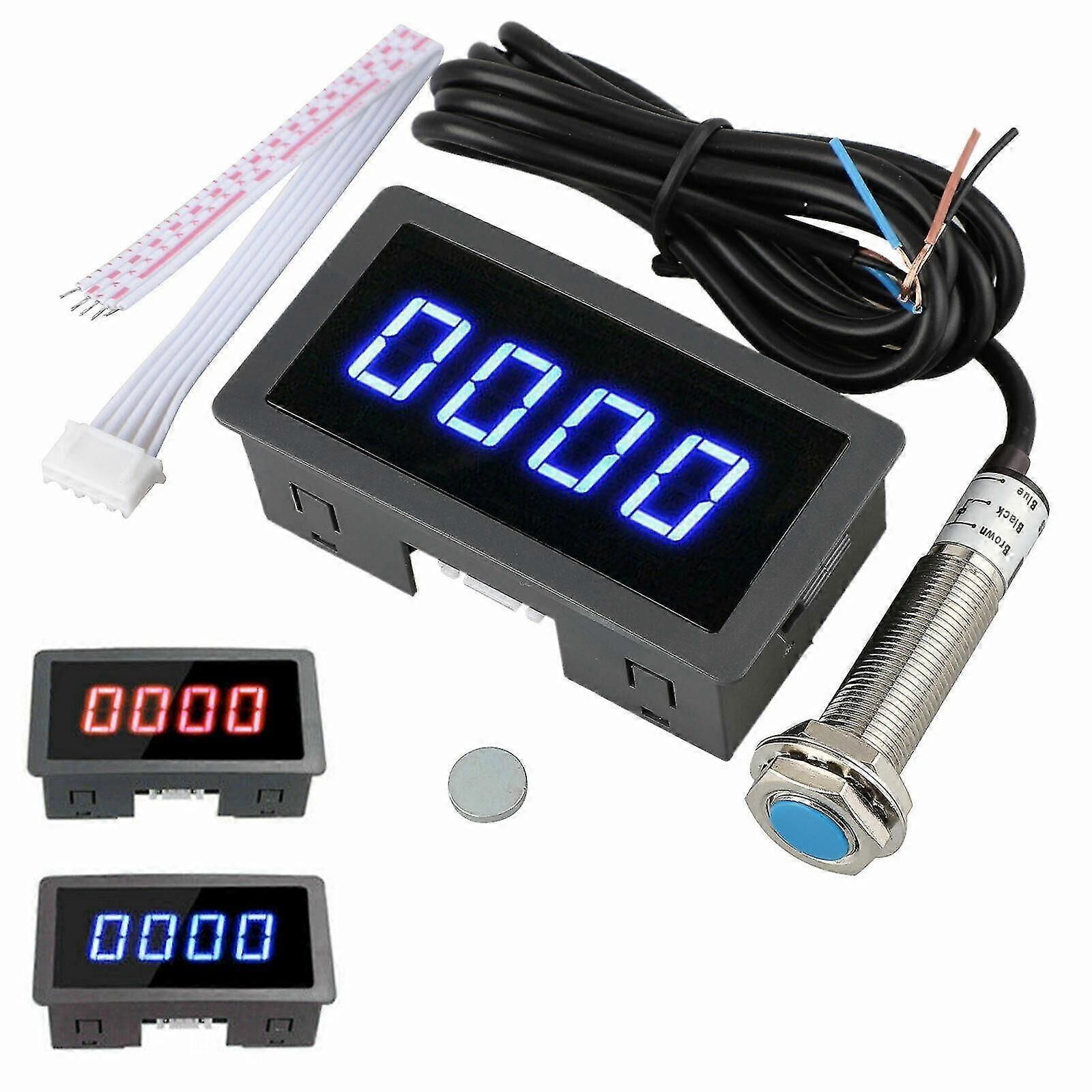 4 Digital Led Tachometer Drehzahlmesser + Hall Näherungsschalter Sensor Npn