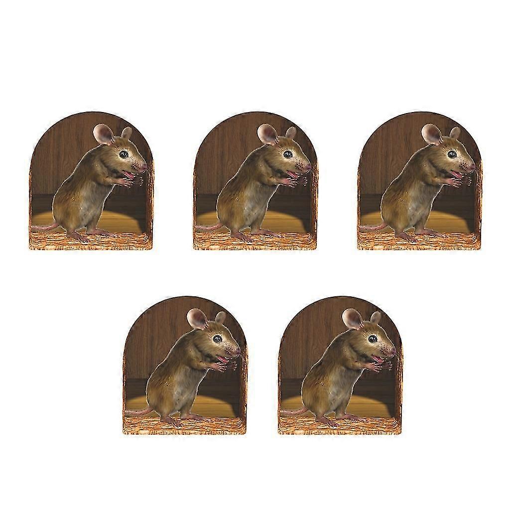 Realistic Mouse Hole Wall Sticker Decal Simple Installation Pvc Material