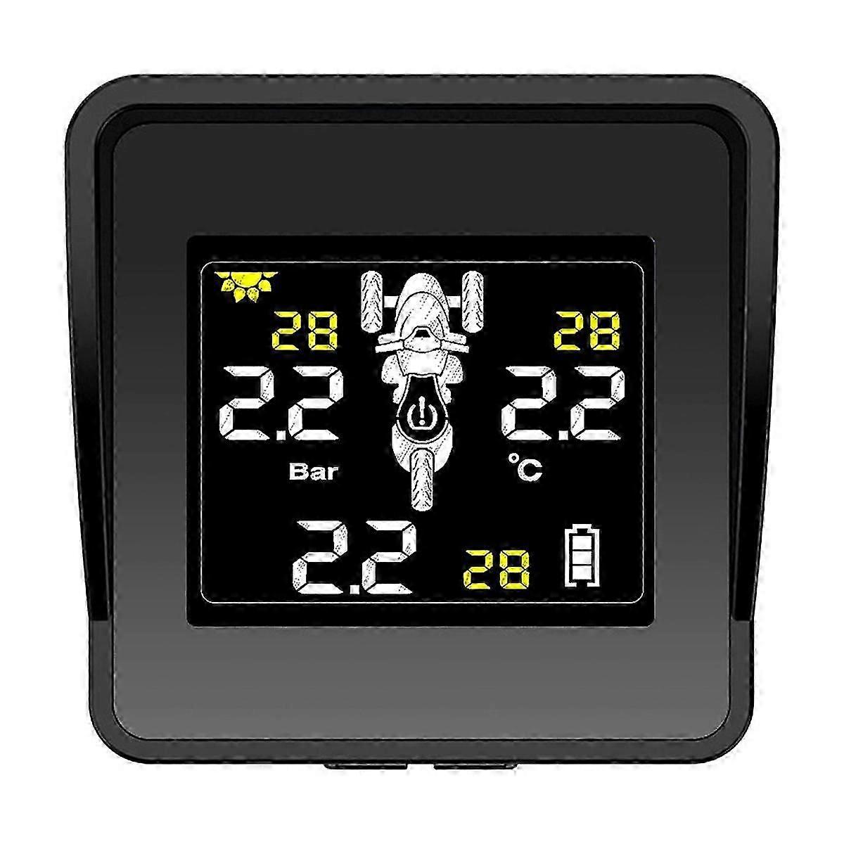 Solar Wireless Reifendrucküberwachungssystem Motorrad TPMS Reifendruckmonitor LCD-Display 3 externe Sensoren js