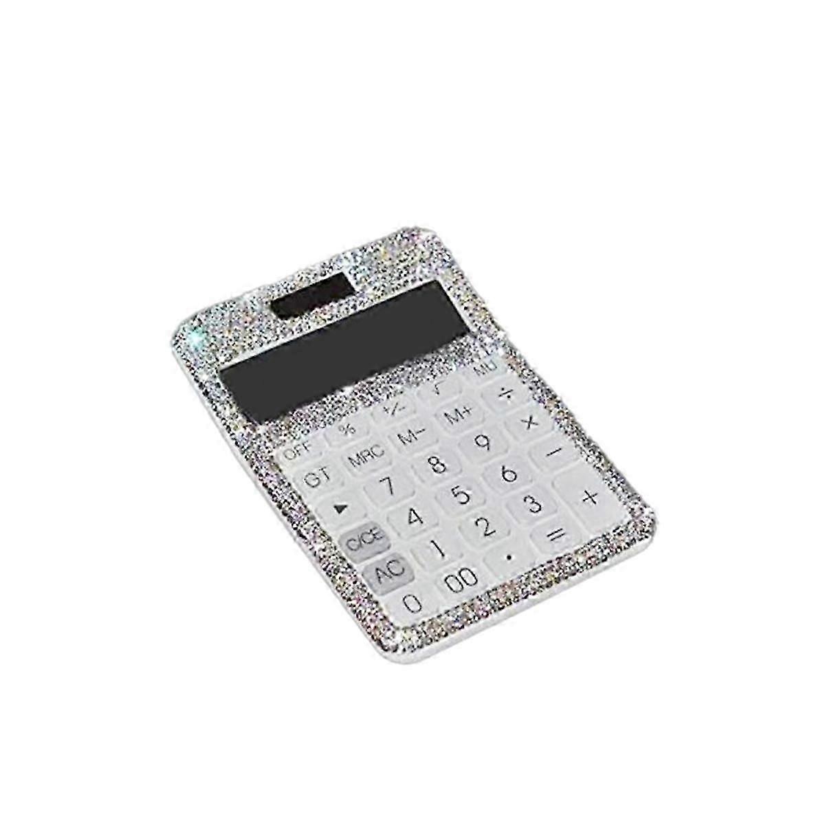 Rhinestone Crystal Dazzling 12 Digit Solar and Battery Dual Power ,LCD Display Calculator compatible with Offic