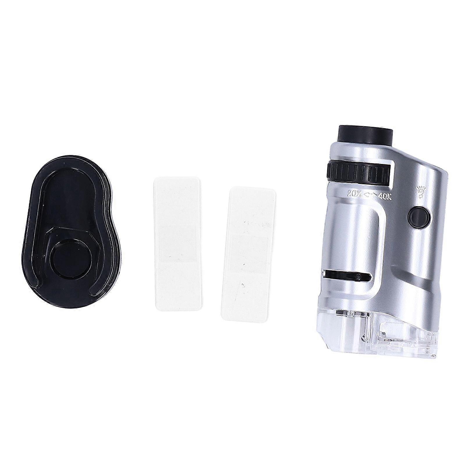 Mini-LED-Mikroskop mit Zoomfunktion Tragbares 20-40x LED-Mikroskop mit Basis zur Identifizierung von Schmuck