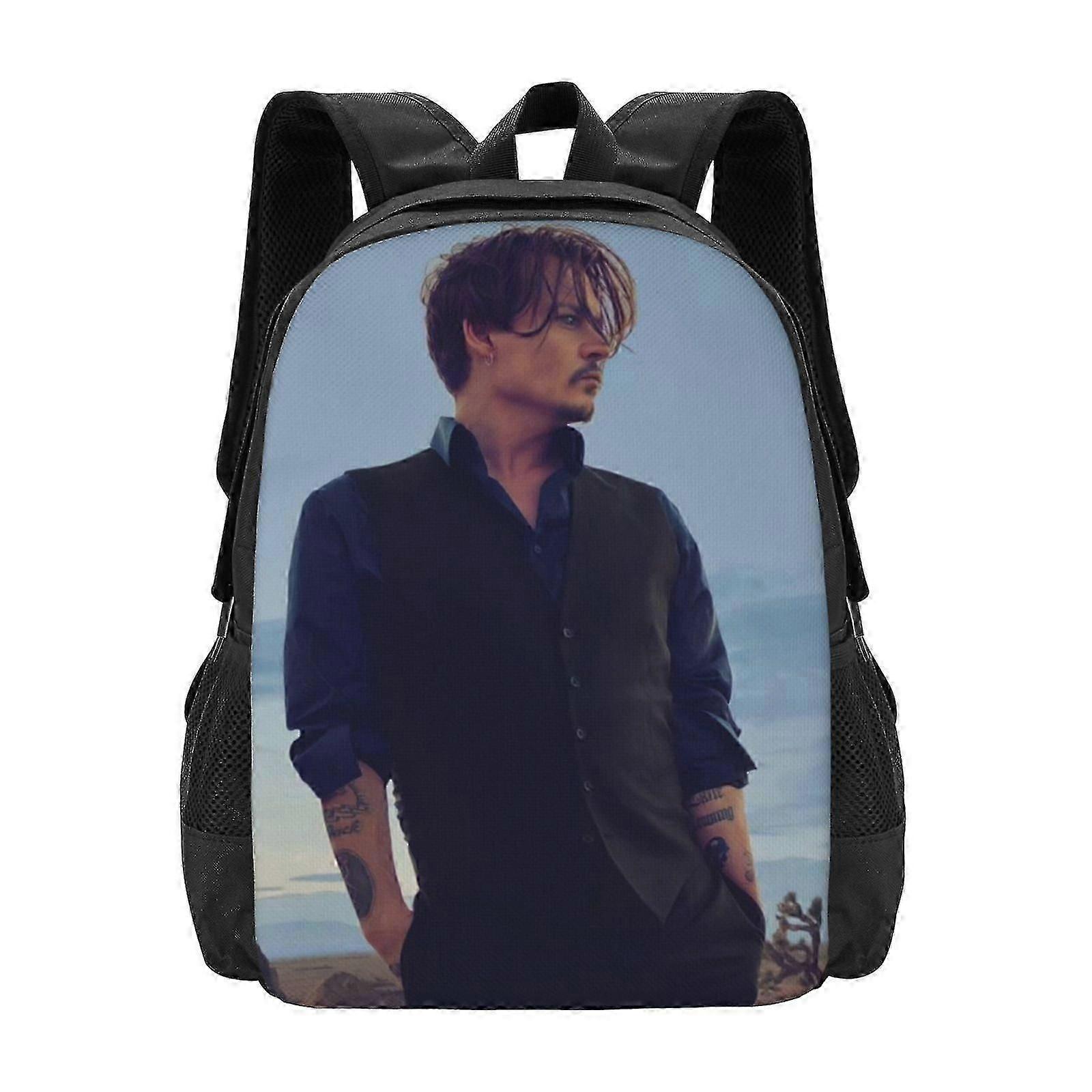 j1101 جوني ديب حقيبة الظهر ، حقيبة ظهر للكمبيوتر المحمول بطباعة ثلاثية الأبعاد خفيفة الوزن حقيبة كتب غير رسمية ppo1101