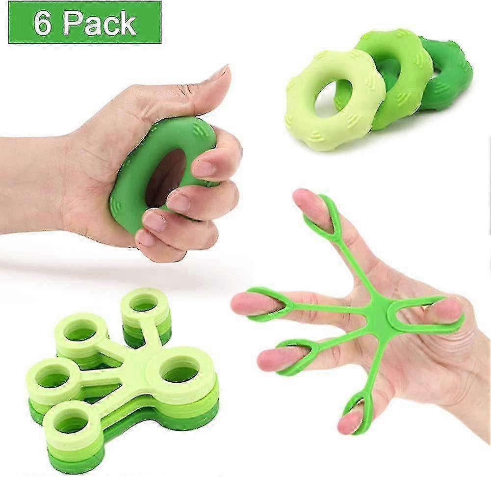 6-Piece Hand and Finger Strength Training Kit with Trainer Rings and Forearm Exercise Device