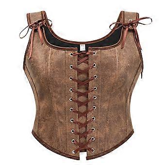 Mouwloos bustier korset met extra ondersteuning en beeldhouwen Strikken aan de voorkant Vetersluiting aan de achterkant Bustier shapewear top Donkerbruin XL