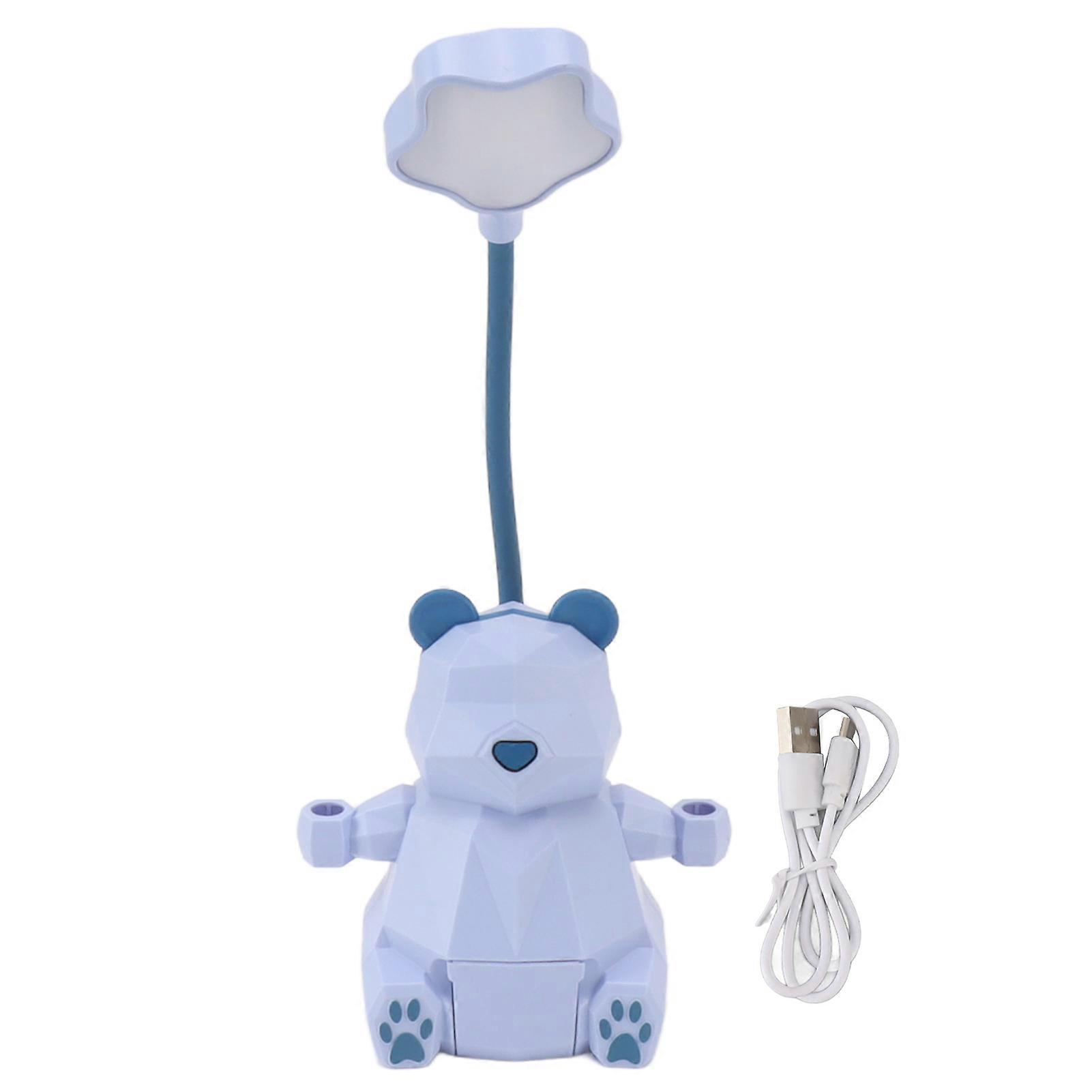 Cartoon Desk LED Light Eye Protection USB Portable 2 Modes Night Lamp with Pen Storage Box for Studying Reading