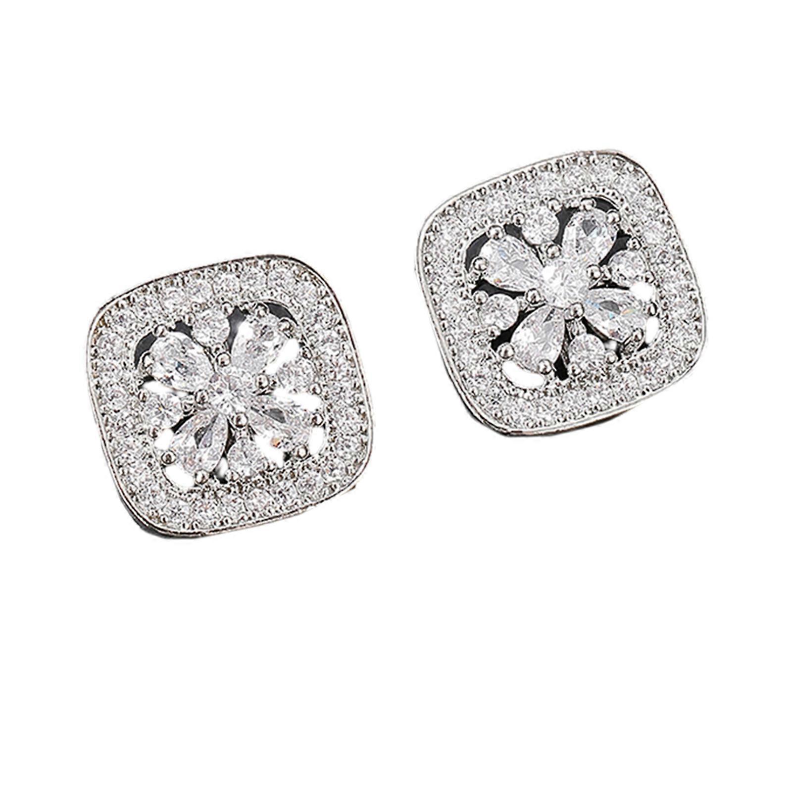 1pair Square Shape Rhinestone Buttons Sewing Decorative Buttons DIY Crafts Supplies Square Crystal Rhinestone Buttons silver