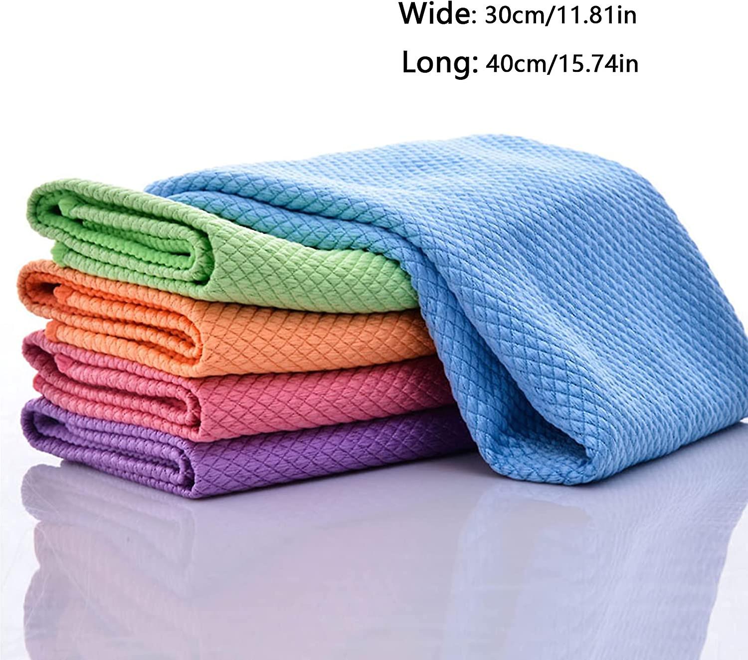 Colorful Microfiber Cleaning Cloths Fish Scale Cloths Reusable Cleaning