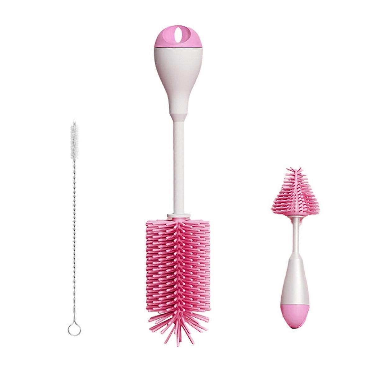 Silicone Bottle Brush Cleaner Attachment, Pink