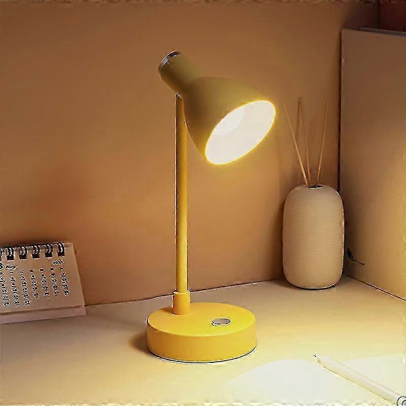 Ledデスクランプ、調節可能なアームテーブルランプ、読書のための古典的な現代眼の保護読書ランプ、黄色