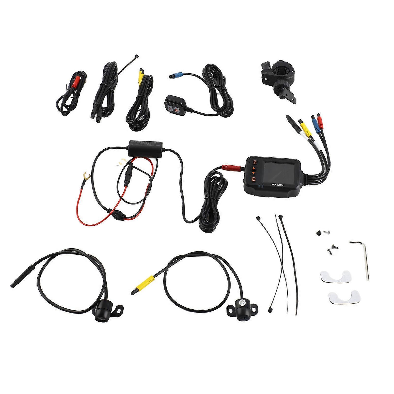 Waterproof motorcycle recorder with dual camera 2in display 1080P+720P