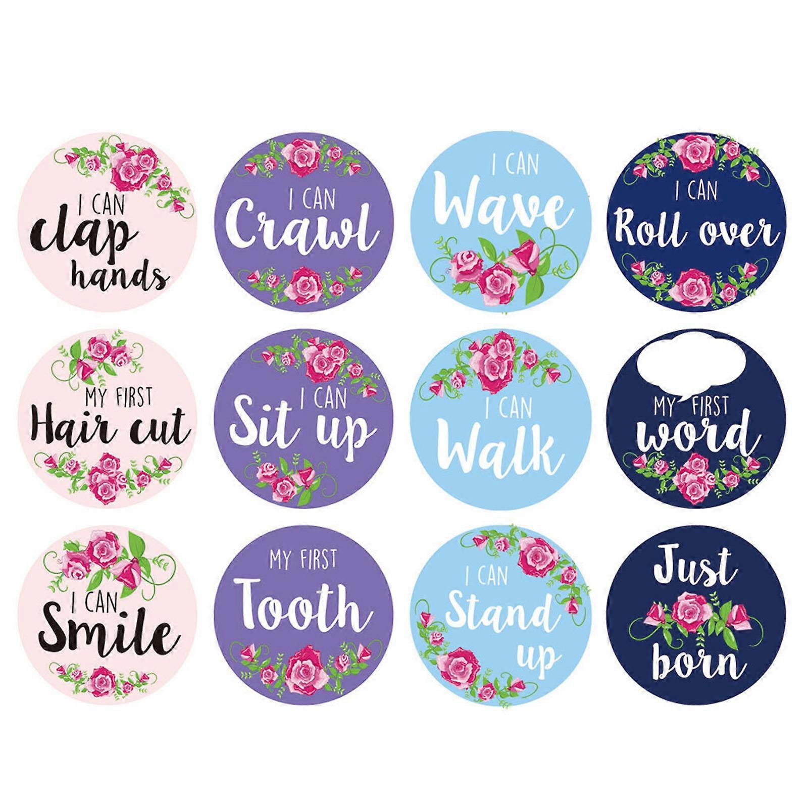 12 יחידות חודש מדבקת תינוק צילום כרטיס הנצחה מספר מייל אבן מדבקת זיכרון לתינוק שזה עתה נולד אביזרי צילום