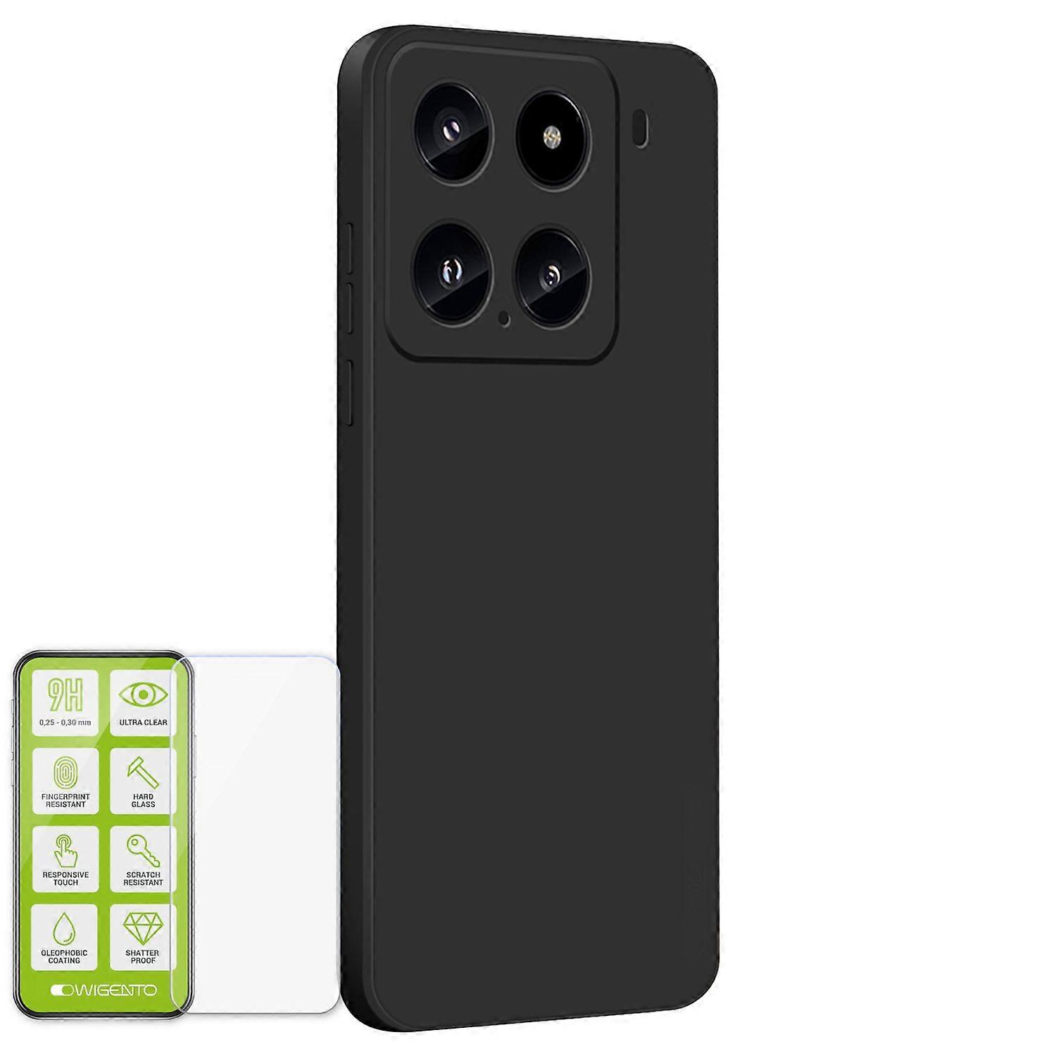 适用于小米 15 硅胶 TPU 保护手机壳黑色 + H9 钢化玻璃
