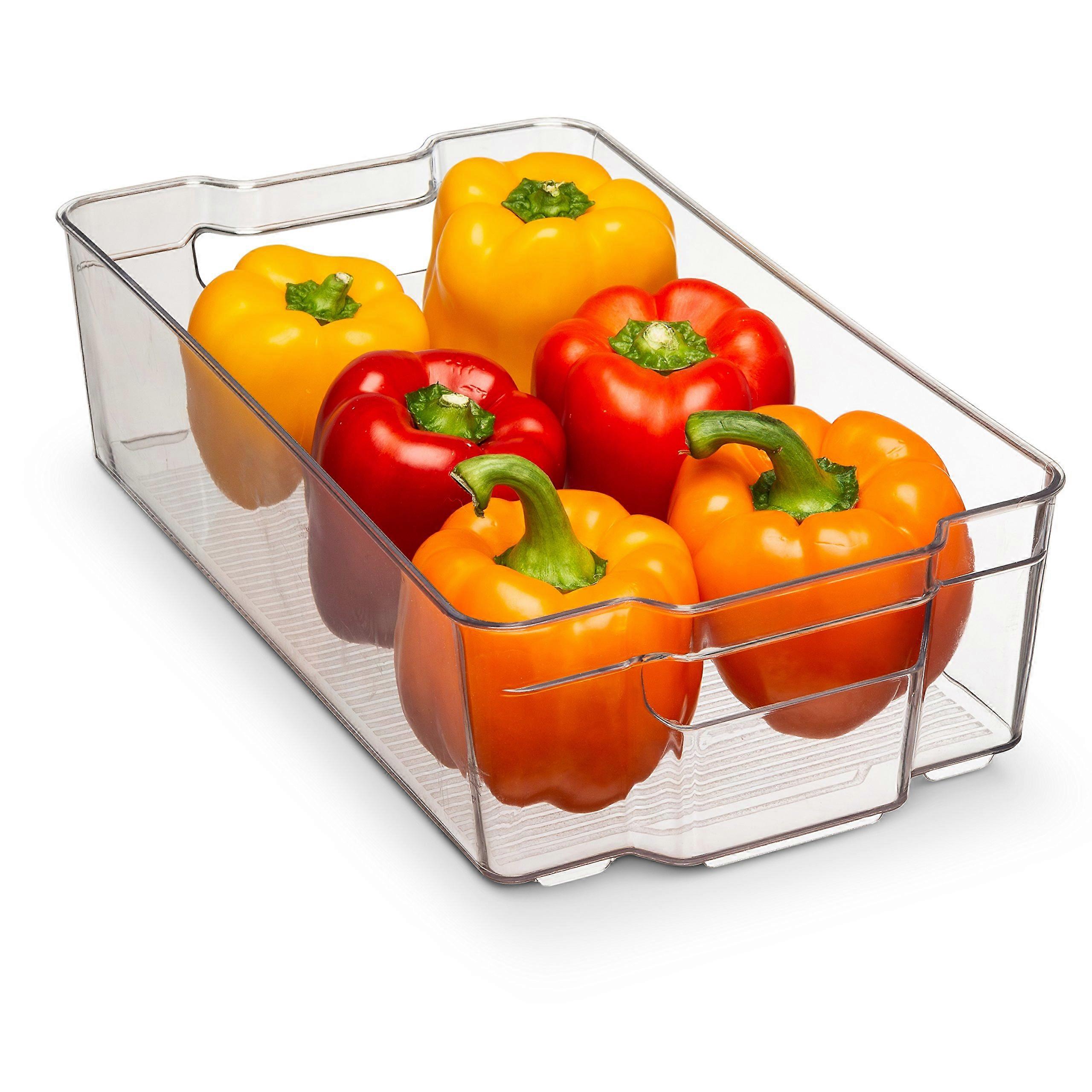 Clear Acrylic Food Storage Container Bin For Fridge Freezer Pantry Stackable With Handles Extra Large 8x14 Inches