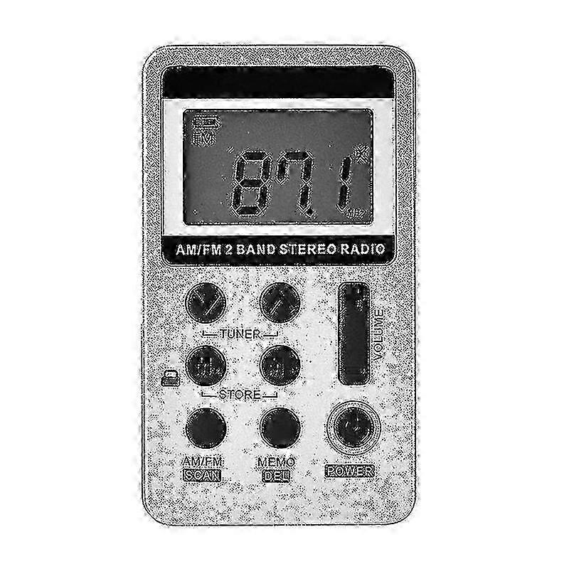 Mini Radio AM/FM LCD numérique, rechargeable, couleur argentée