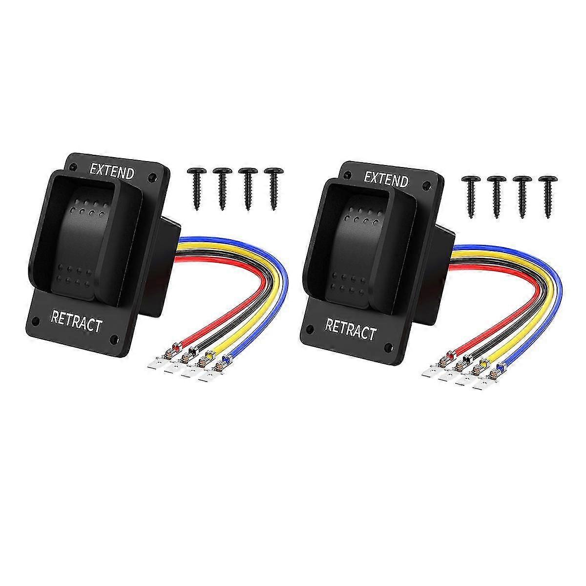Reverse Polarity Switch 12V DPDT 3 Position Momentary Rocker Switch for Marine Boat, IP67 Waterproof (2PCS)